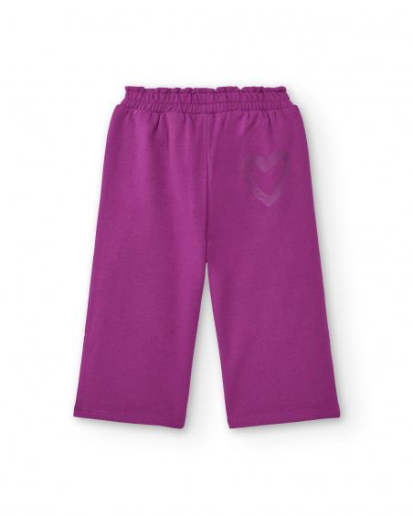 Pantalón para niña en color fucsia con lazo decorativo Pantalón para niña en color fucsia con lazo decorativo