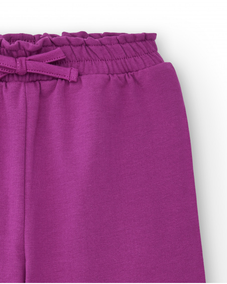 Pantalón para niña en color fucsia con lazo decorativo Pantalón para niña en color fucsia con lazo decorativo