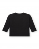 Camiseta de punto para niña en negro con estampado colorido Camiseta de punto para niña en negro con estampado colorido