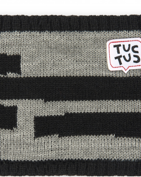 Bufanda niño en gris con diseño a rayas colección Cartoon