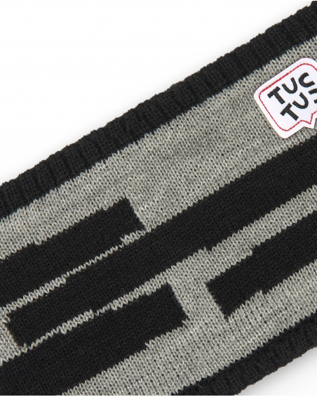 Bufanda niño en gris con diseño a rayas colección Cartoon