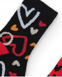 Calcetines para niña en negro y rojo con estampado de Calcetines para niña en negro y rojo con estampado de