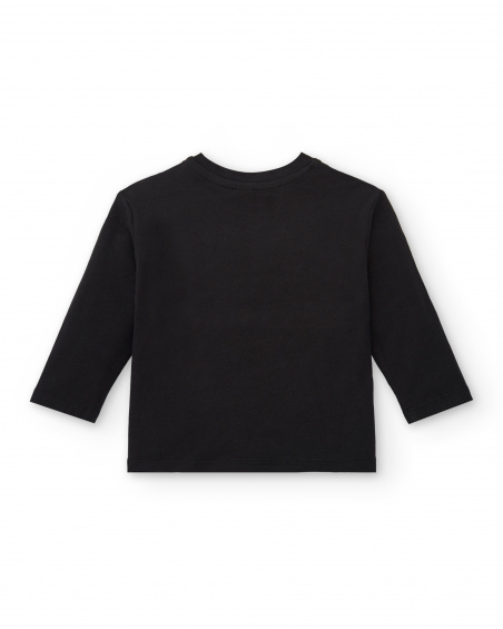 Camiseta negra con estampado de corazones rojos y blancos para Camiseta negra con estampado de corazones rojos y blancos para