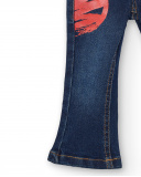 Pantalón denim niña en azul oscuro con ilustraciones creativas Pantalón denim niña en azul oscuro con ilustraciones creativas