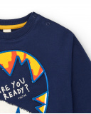 Sudadera felpa niño en azul marino con estampado de abeja Sudadera felpa niño en azul marino con estampado de abeja