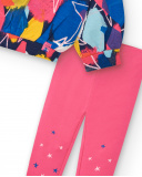 Conjunto de sudadera y leggings niña en rosa y azúl con Conjunto de sudadera y leggings niña en rosa y azúl con