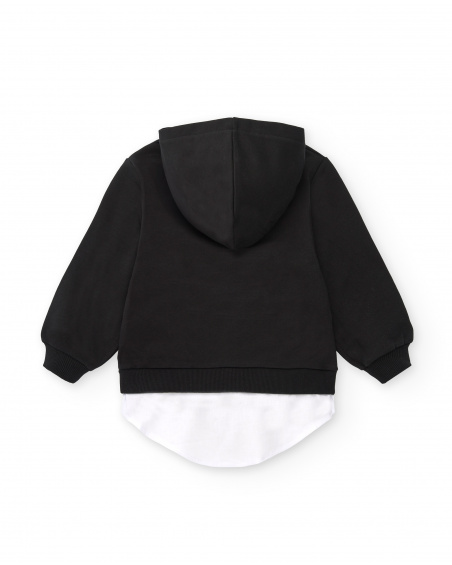 Sudadera con capucha negra con camisa blanca para niña