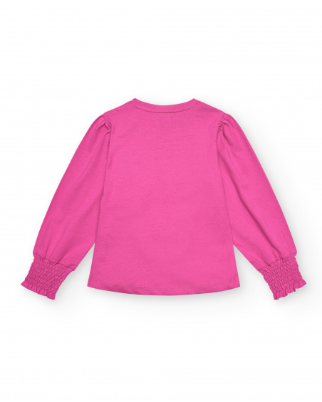 Camiseta rosa con estampado de corazón para niña colección
