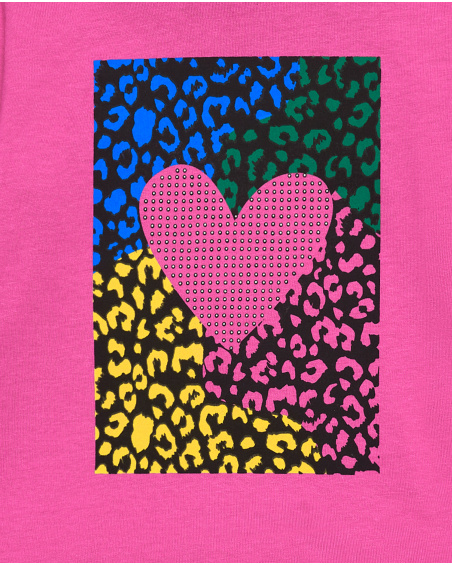 Camiseta rosa con estampado de corazón para niña colección