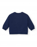 Sudadera felpa niño en azul marino con estampado de abeja Sudadera felpa niño en azul marino con estampado de abeja
