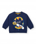 Sudadera felpa niño en azul marino con estampado de abeja Sudadera felpa niño en azul marino con estampado de abeja