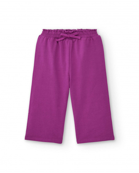 Pantalón para niña en color fucsia con lazo decorativo Pantalón para niña en color fucsia con lazo decorativo