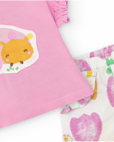 Conjunto para niña con camiseta de punto sin mangas y estampado Conjunto para niña con camiseta de punto sin mangas y estampado