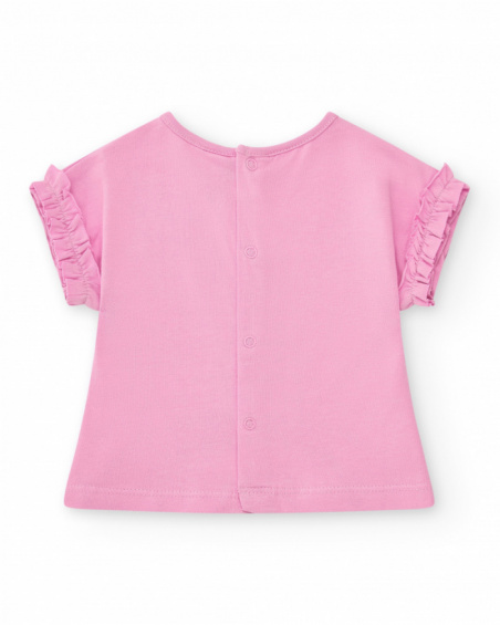 Conjunto para niña con camiseta de punto sin mangas y estampado Conjunto para niña con camiseta de punto sin mangas y estampado
