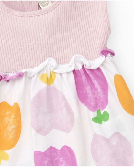 Conjunto de punto para niña con vestido sin mangas de estampado Conjunto de punto para niña con vestido sin mangas de estampado