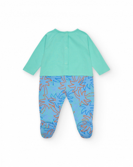 Pelele verde para niño con estampado de palmeras, elefante y sol Pelele verde para niño con estampado de palmeras, elefante y sol