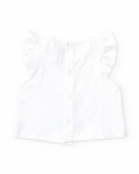 Conjunto de baño para niña con camiseta blanca de palmera y Conjunto de baño para niña con camiseta blanca de palmera y