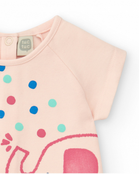 Conjunto rosa para niña con camiseta de elefante y pantalón