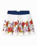 Falda blanca para niña con estampado floral y cintura elástica Falda blanca para niña con estampado floral y cintura elástica