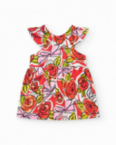 Vestido floral multicolor para niña con volantes Vestido floral multicolor para niña con volantes