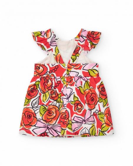 Vestido floral multicolor para niña con volantes Vestido floral multicolor para niña con volantes