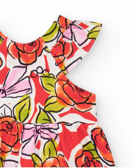 Vestido floral multicolor para niña con volantes Vestido floral multicolor para niña con volantes
