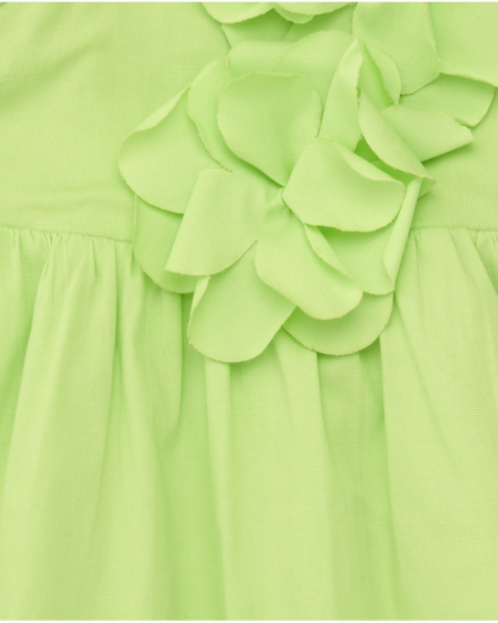 Vestido verde para niña con flores y volantes