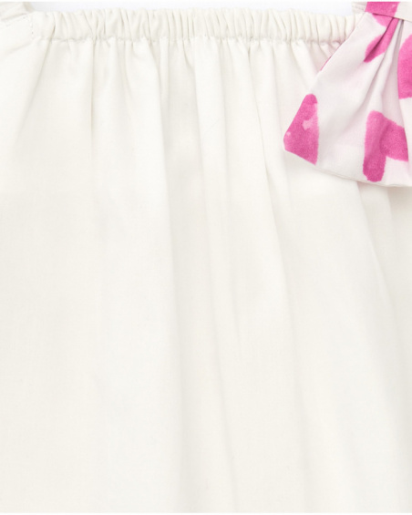 Camisa blanca para niña con lazo rosa estampado Camisa blanca para niña con lazo rosa estampado