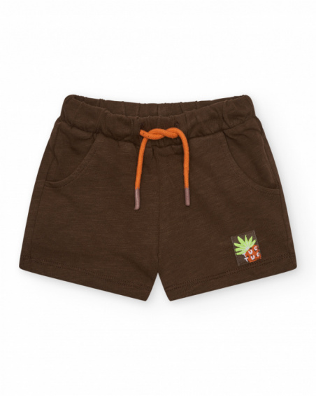 Bermuda marrón para niño con cintura elástica Bermuda marrón para niño con cintura elástica