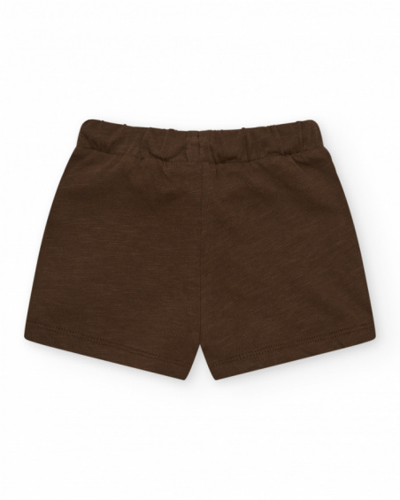 Bermuda marrón para niño con cintura elástica Bermuda marrón para niño con cintura elástica