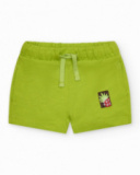 Bermuda verde para niño con bolsillos y cordón ajustable Bermuda verde para niño con bolsillos y cordón ajustable