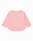 Camiseta rosa manga larga para niña con estampado de animales Camiseta rosa manga larga para niña con estampado de animales