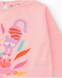 Camiseta rosa manga larga para niña con estampado de animales Camiseta rosa manga larga para niña con estampado de animales