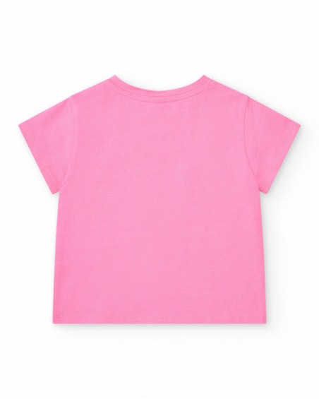 Camiseta rosa para niña con frases y detalles decorativos Camiseta rosa para niña con frases y detalles decorativos