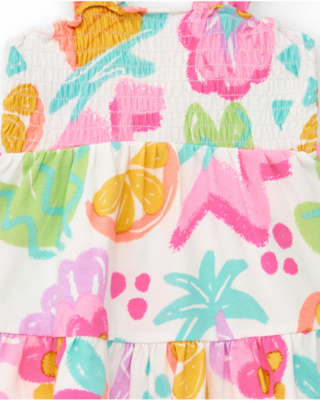 Vestido blanco para niña con estampado floral y tirantes Vestido blanco para niña con estampado floral y tirantes