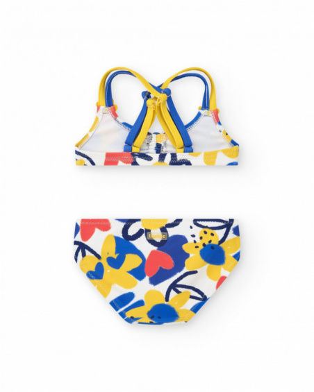 Bikini para niña en azul y amarillo con flores Bikini para niña en azul y amarillo con flores