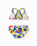 Bikini para niña en azul y amarillo con flores Bikini para niña en azul y amarillo con flores
