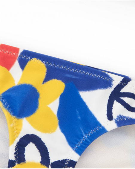 Bikini para niña en azul y amarillo con flores Bikini para niña en azul y amarillo con flores