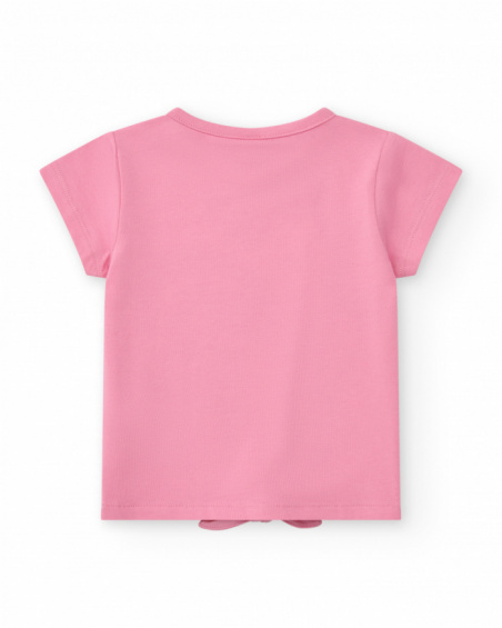 Camiseta para niña en rosa con helado, corazones y nudo Camiseta para niña en rosa con helado, corazones y nudo
