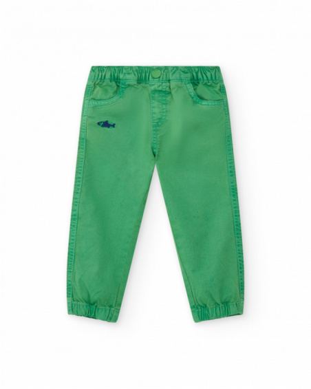 Pantalón para niño en verde con cintura elástica