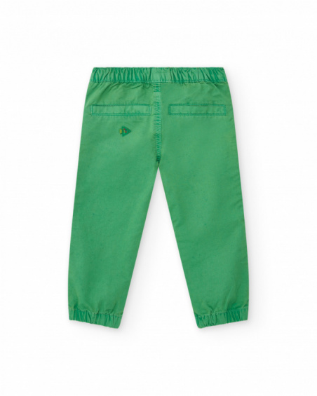 Pantalón para niño en verde con cintura elástica
