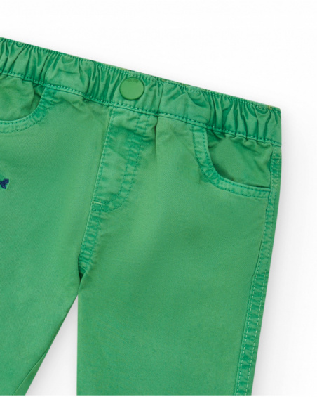 Pantalón para niño en verde con cintura elástica