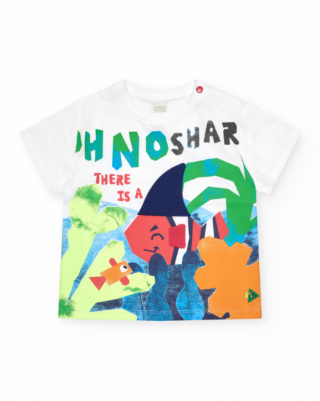 Camiseta para niño en blanco con frase "OH NO SHARK" Camiseta para niño en blanco con frase "OH NO SHARK"