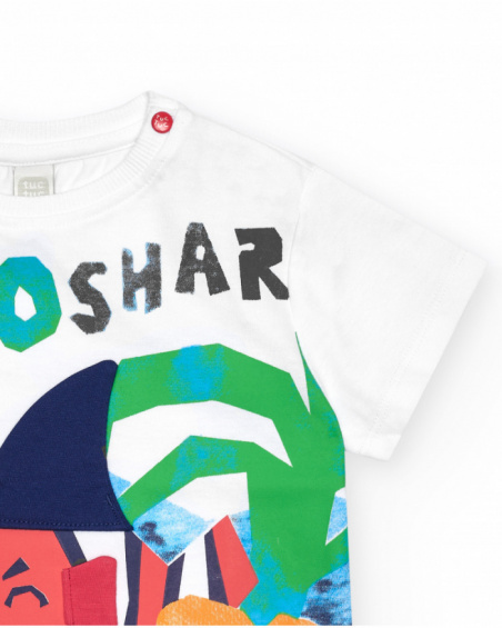 Camiseta para niño en blanco con frase "OH NO SHARK" Camiseta para niño en blanco con frase "OH NO SHARK"