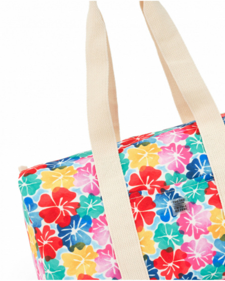 Bolsa para niña con estampado floral y asas crudo Bolsa para niña con estampado floral y asas crudo