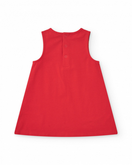 Vestido sin mangas para niña en rojo con estampado floral