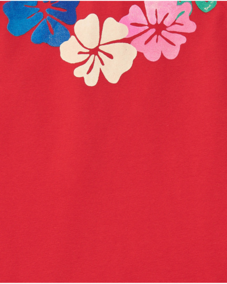 Vestido sin mangas para niña en rojo con estampado floral