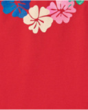 Vestido sin mangas para niña en rojo con estampado floral Vestido sin mangas para niña en rojo con estampado floral