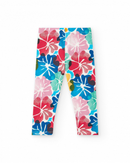 Legging para niña con estampado floral multicolor y cintura Legging para niña con estampado floral multicolor y cintura
