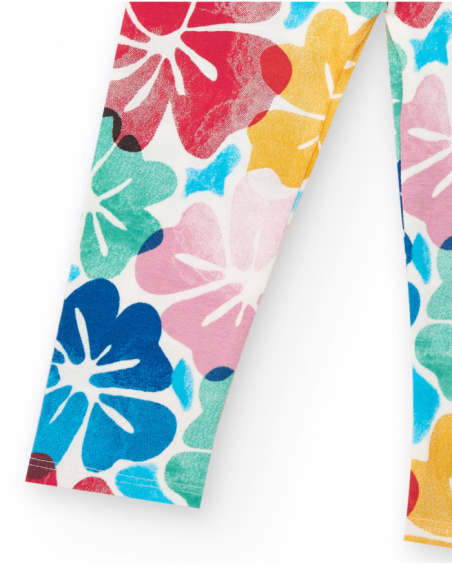 Legging para niña con estampado floral multicolor y cintura Legging para niña con estampado floral multicolor y cintura